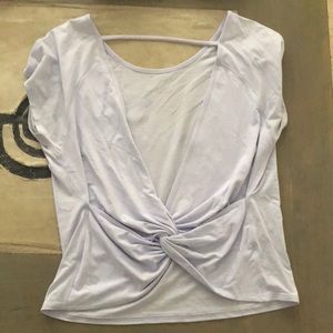 Light blue lululemon open back knot tee